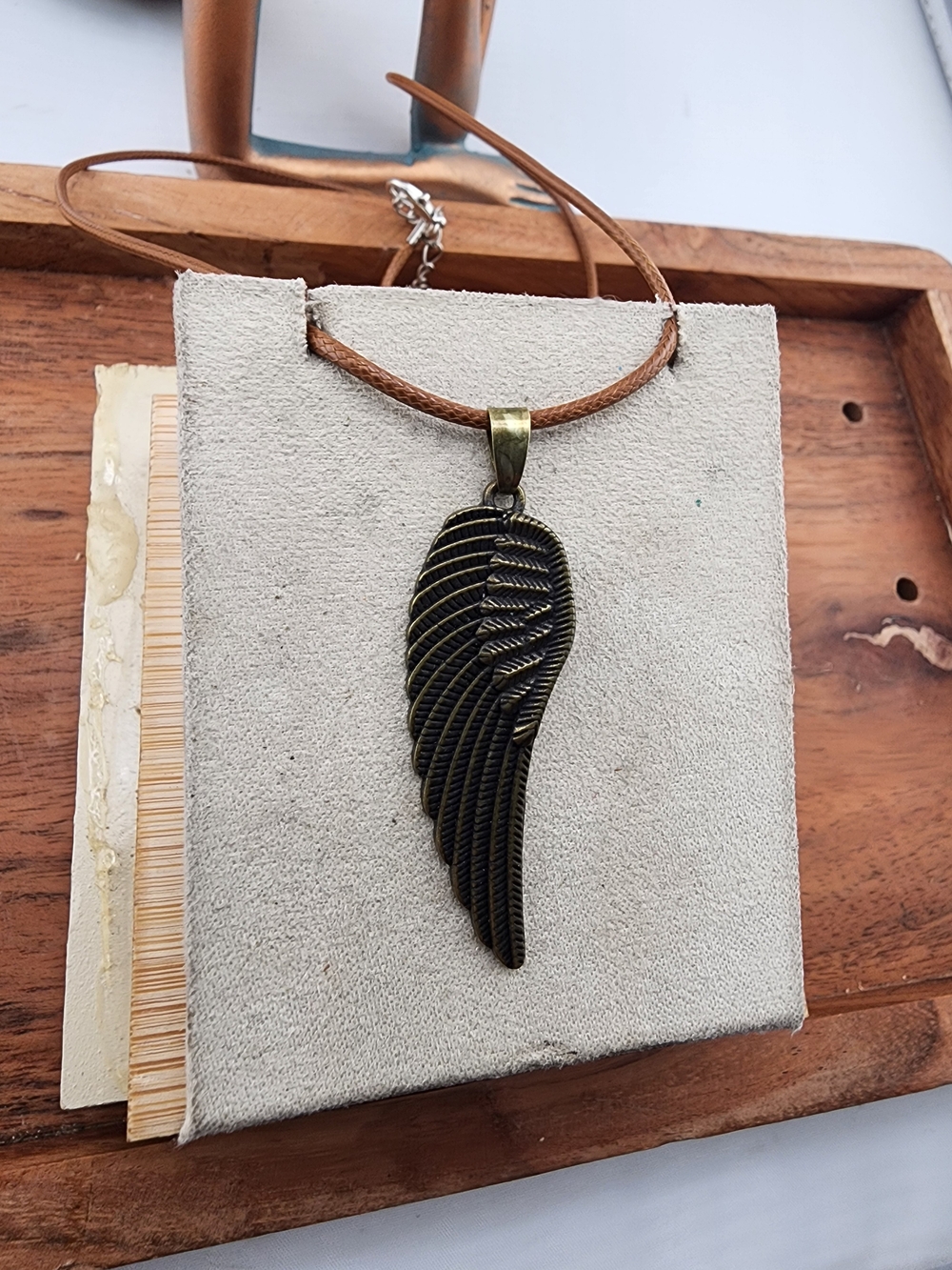 Bronze Wing Pendant Necklace - Mens Jewelry - Picture 4 of 5